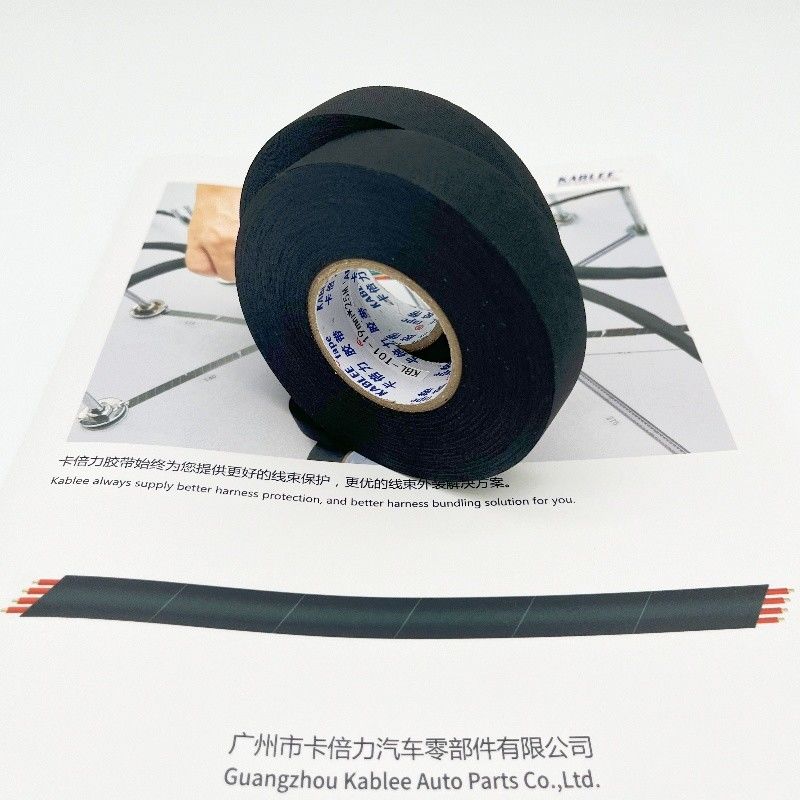 Tape kawat kawat kain PET hitam untuk adhesi yang kuat dan perlindungan kawat